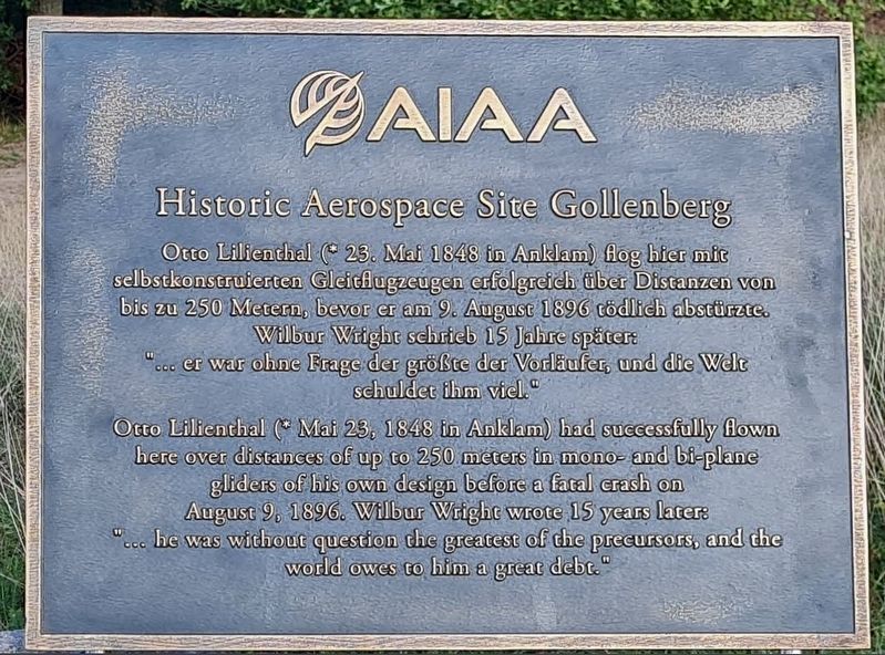 Historic Aerospace Site Gollenberg Marker. Click for full size. Historic Aerospace Site Gollenberg Marker image. Click for full size.