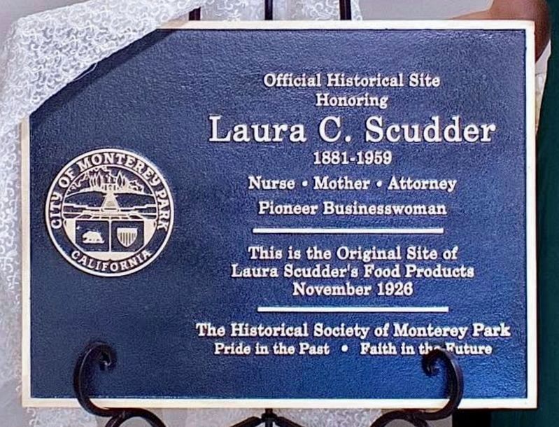 Laura Scudder Marker. Click for full size. Laura Scudder Marker image. Click for full size.