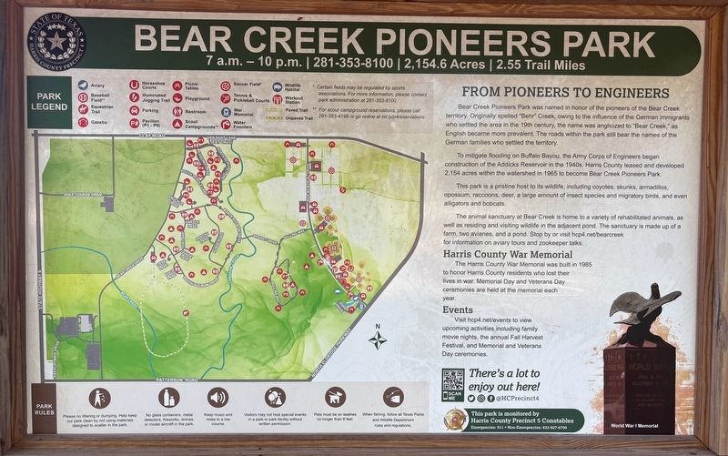 Bear Creek Pioneers Park Marker. Click for full size. Bear Creek Pioneers Park Marker image. Click for full size.