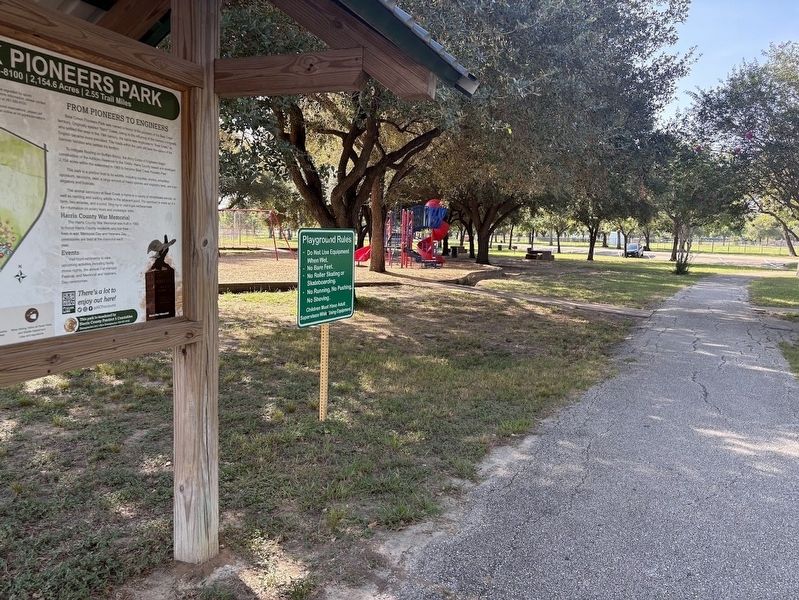 Bear Creek Pioneers Park Marker. Click for full size. Bear Creek Pioneers Park Marker image. Click for full size.
