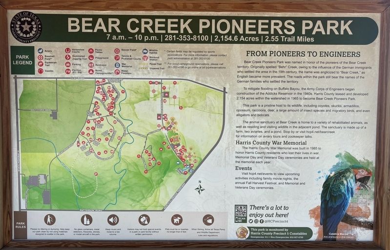 Bear Creek Pioneers Park Marker. Click for full size. Bear Creek Pioneers Park Marker image. Click for full size.