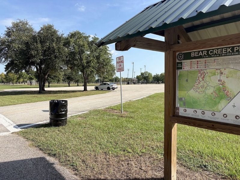 Bear Creek Pioneers Park Marker. Click for full size. Bear Creek Pioneers Park Marker image. Click for full size.