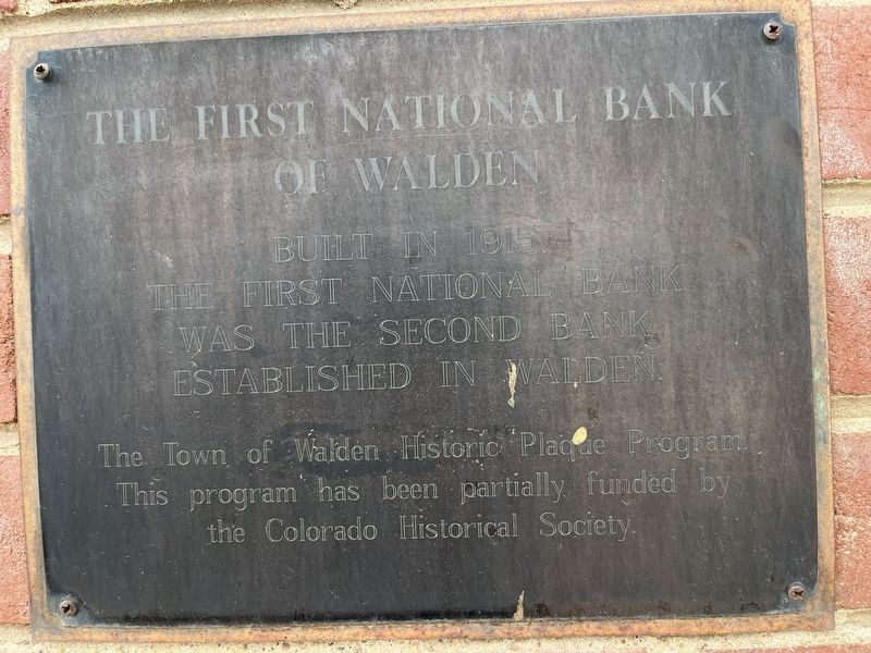 First National Bank of Walden Marker. Click for full size. First National Bank of Walden Marker image. Click for full size.