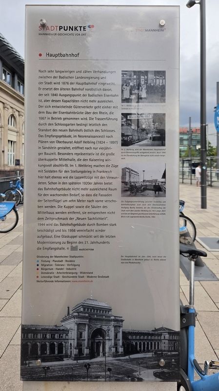 Hauptbahnhof / Central Railway Station Marker. Click for full size. Hauptbahnhof / Central Railway Station Marker image. Click for full size.