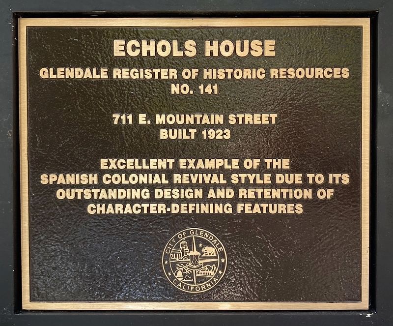 Echols House Marker. Click for full size. Echols House Marker image. Click for full size.