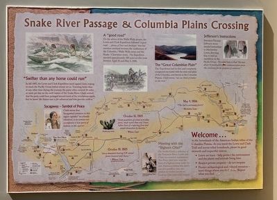 Snake River Passage & Columbia Plains Crossing Marker. Click for full size. Snake River Passage & Columbia Plains Crossing Marker image. Click for full size.