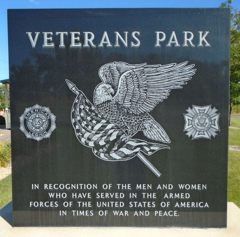 Veterans Park Marker. Click for full size. Veterans Park Marker image. Click for full size.