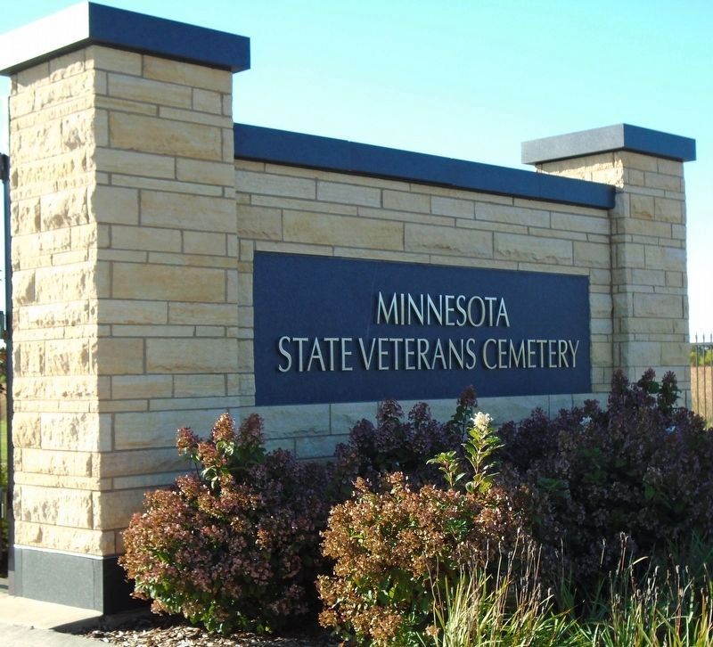 Sign at Minnesota State Veterans Cemetery Entrance. Click for full size. Sign at Minnesota State Veterans Cemetery Entrance image. Click for full size.