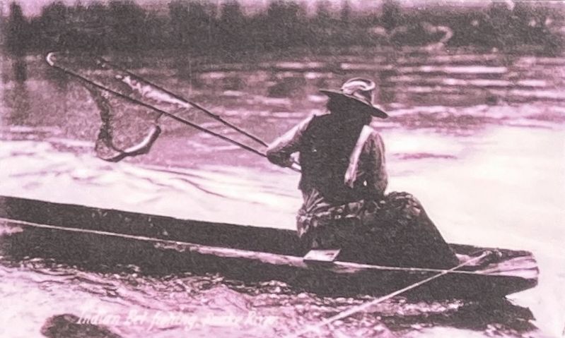 Snake River Marker (detail): Man fishes for eel.. Click for full size. Snake River Marker (detail): Man fishes for eel. image. Click for full size.