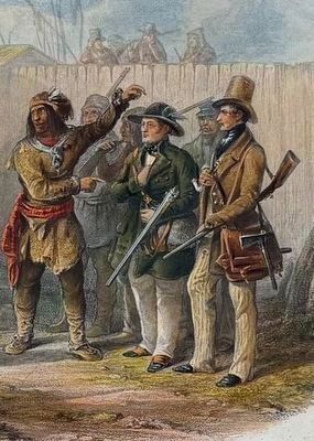 Possibly Jean Baptiste or Touissant Charbonneau on the left with Prince Maximilian and Karl Bodmer. Click for full size. Possibly Jean Baptiste or Touissant Charbonneau on the left with Prince Maximilian and Karl Bodmer image. Click for full size.