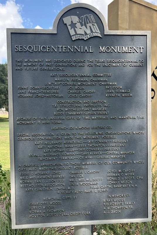 Sesquicentennial Monument Marker. Click for full size. Sesquicentennial Monument Marker image. Click for full size.