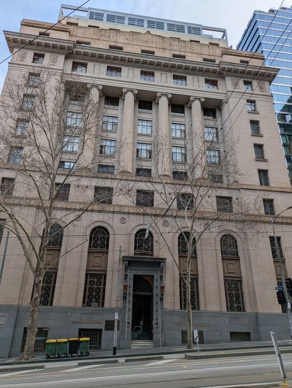 Melbourne Port Authority Building Marker to the left of the door. Click for full size. Melbourne Port Authority Building Marker to the left of the door image. Click for full size.