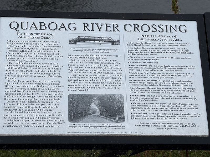 Quaboag River Crossing Marker. Click for full size. Quaboag River Crossing Marker image. Click for full size.
