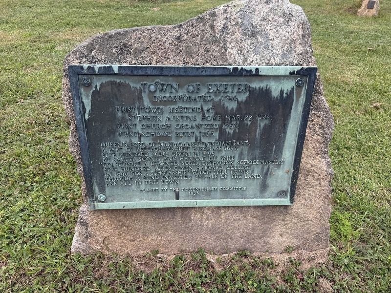 Town of Exeter Marker. Click for full size. Town of Exeter Marker image. Click for full size.
