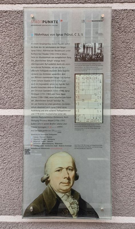 Wohnhaus von Ignaz Fränzl, C 3, 5 / Residence of Ignaz Fränzl, C 3, 5 Marker. Click for full size. Wohnhaus von Ignaz Fränzl, C 3, 5 / Residence of Ignaz Fränzl, C 3, 5 Marker image. Click for full size.
