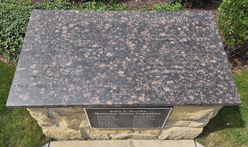 John P. Murtha Memorial Statue Marker. Click for full size. John P. Murtha Memorial Statue Marker image. Click for full size.