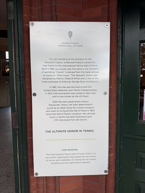 International Tennis Hall of Fame Marker. Click for full size. International Tennis Hall of Fame Marker image. Click for full size.