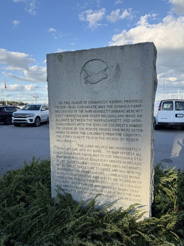 Roger Williams and Canonicus Marker. Click for full size. Roger Williams and Canonicus Marker image. Click for full size.