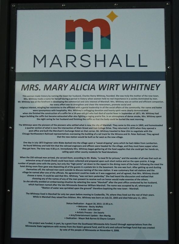 Mrs. Mary Alicia Wirt Whitney Marker. Click for full size. Mrs. Mary Alicia Wirt Whitney Marker image. Click for full size.