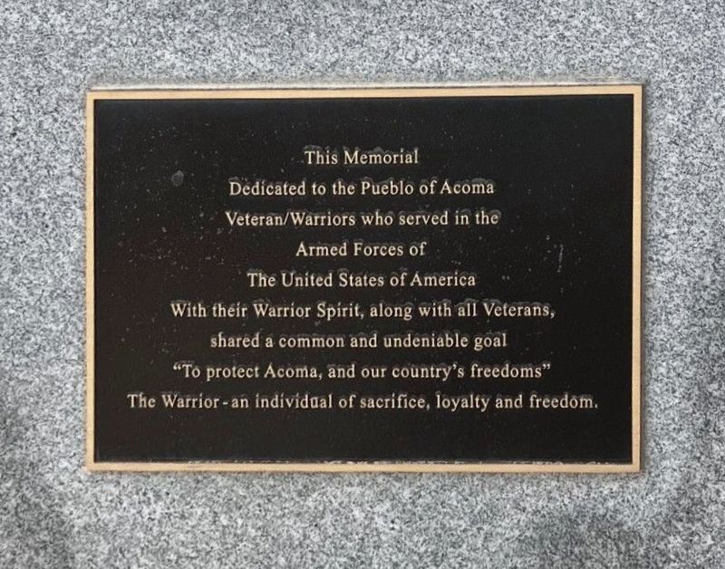 Pueblo of Acoma Memorial plaque. Click for full size. Pueblo of Acoma Memorial plaque image. Click for full size.