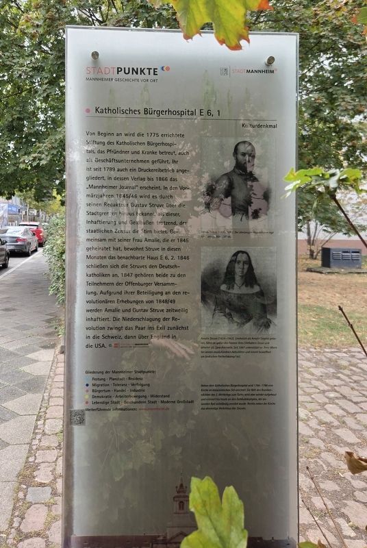 Katholisches Bürgerhospital, E 6, 1 / Catholic Citizens’ Hospital, E 6, 1 Marker. Click for full size. Katholisches Bürgerhospital, E 6, 1 / Catholic Citizens’ Hospital, E 6, 1 Marker image. Click for full size.