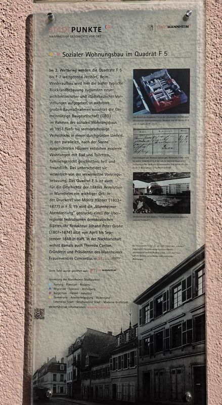 Sozialer Wohnungsbau im Quadrat F 5 / Social Housing in Square F 5 Marker. Click for full size. Sozialer Wohnungsbau im Quadrat F 5 / Social Housing in Square F 5 Marker image. Click for full size.
