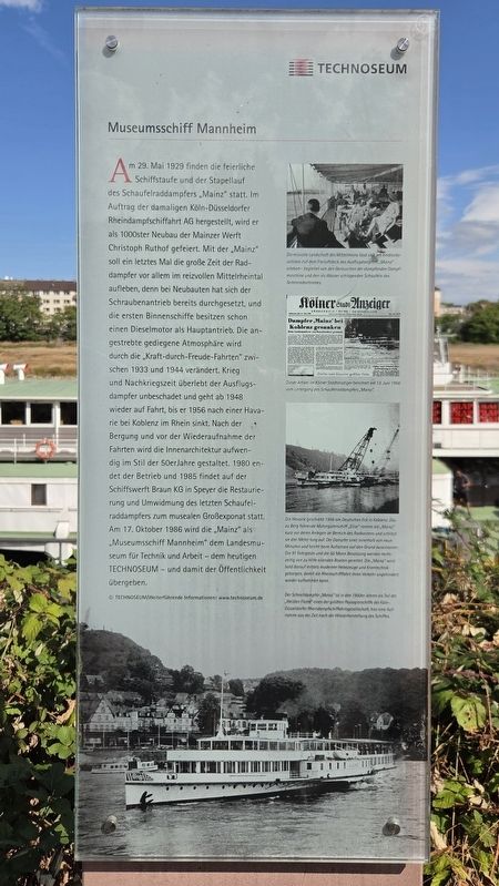 Museumsschiff Mannheim / Mannheim Museum Ship Marker. Click for full size. Museumsschiff Mannheim / Mannheim Museum Ship Marker image. Click for full size.