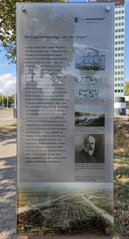 Die Stadtentwässerung – wie alles begann / Urban Drainage – How It All Began Marker. Click for full size. Die Stadtentwässerung – wie alles begann / Urban Drainage – How It All Began Marker image. Click for full size.