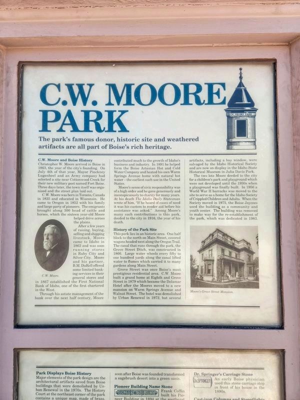 C.W. Moore Park Marker. Click for full size. C.W. Moore Park Marker image. Click for full size.