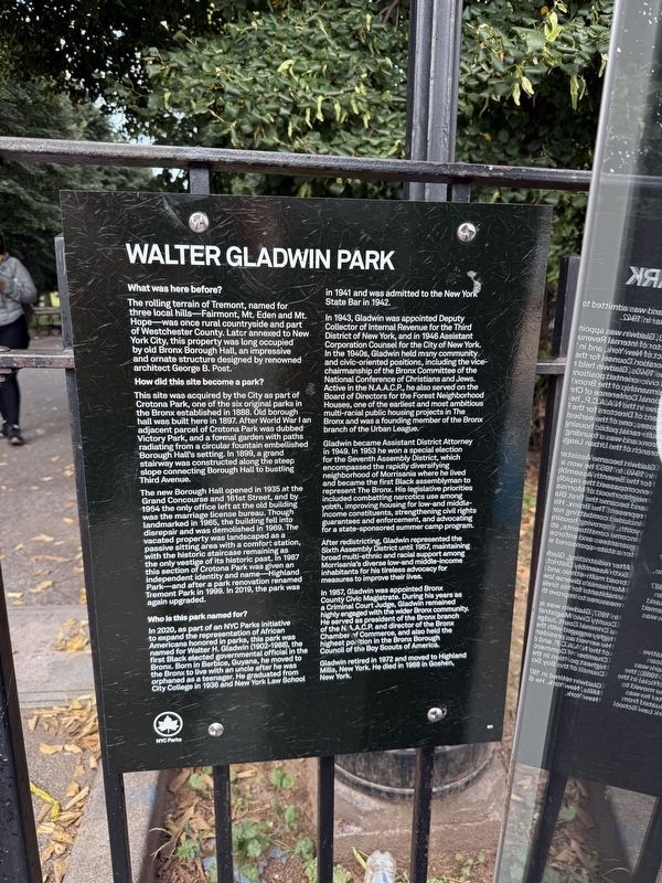Walter Gladwin Park Marker. Click for full size. Walter Gladwin Park Marker image. Click for full size.