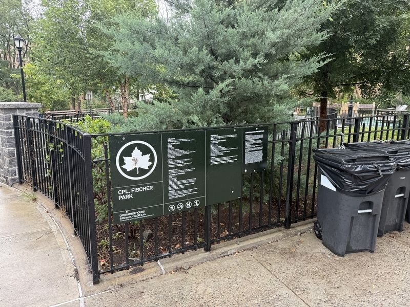Corporal Irwin Fischer Park Marker. Click for full size. Corporal Irwin Fischer Park Marker image. Click for full size.