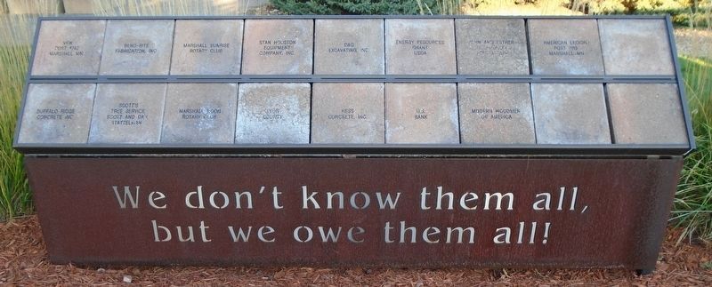 9/11 Memorial Park - We Owe Them All Marker. Click for full size. 9/11 Memorial Park - We Owe Them All Marker image. Click for full size.