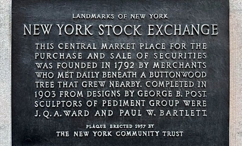 New York Stock Exchange Marker. Click for full size. New York Stock Exchange Marker image. Click for full size.
