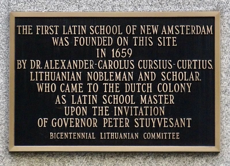 First Latin School of New Amsterdam Marker. Click for full size. First Latin School of New Amsterdam Marker image. Click for full size.