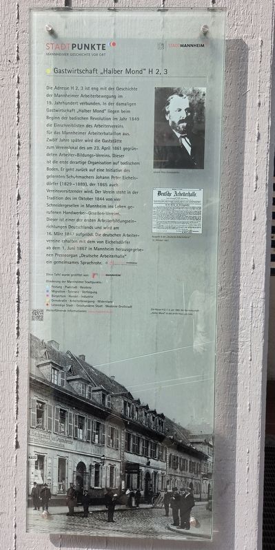 Gastwirtschaft „Halber Mond“ H 2, 3 / “Half Moon” Inn, H 2, 3 Marker. Click for full size. Gastwirtschaft „Halber Mond“ H 2, 3 / “Half Moon” Inn, H 2, 3 Marker image. Click for full size.