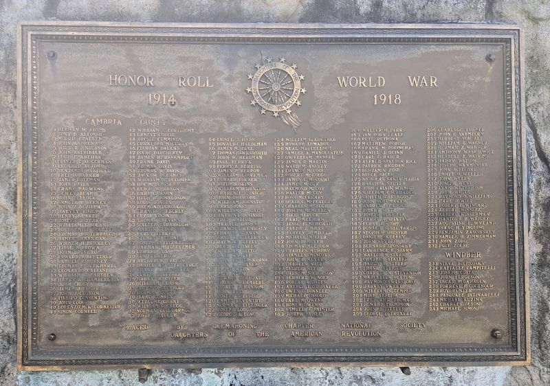 D.A.R. Great War Honor Roll Marker. Click for full size. D.A.R. Great War Honor Roll Marker image. Click for full size.