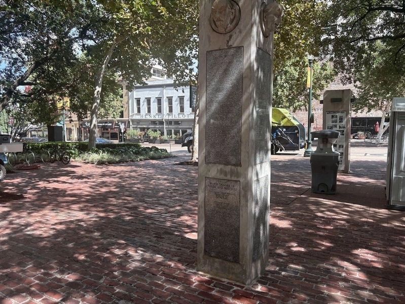 Post with the Houston Market Square Park Project Marker. Click for full size. Post with the Houston Market Square Park Project Marker image. Click for full size.