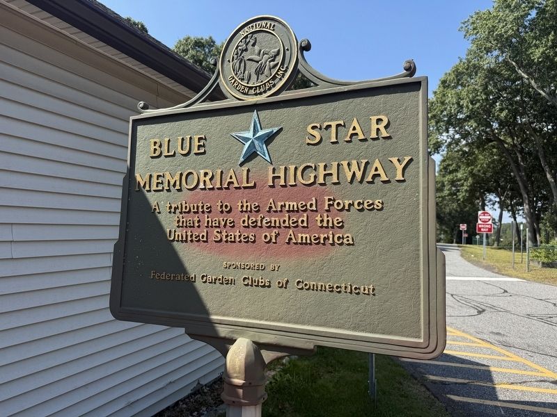 Nearby Blue Star Memorial Highway sign. Click for full size. Nearby Blue Star Memorial Highway sign image. Click for full size.