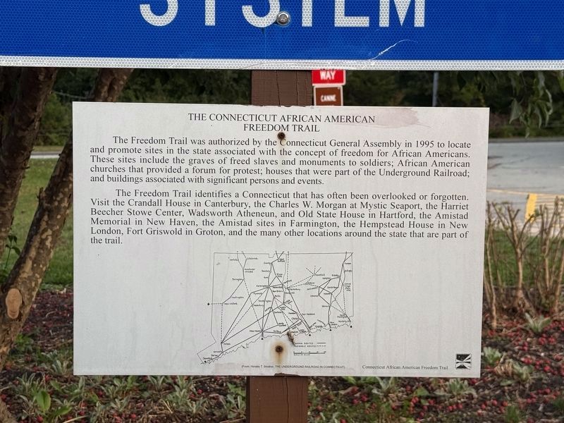 The Connecticut African American Freedom Trail Marker. Click for full size. The Connecticut African American Freedom Trail Marker image. Click for full size.