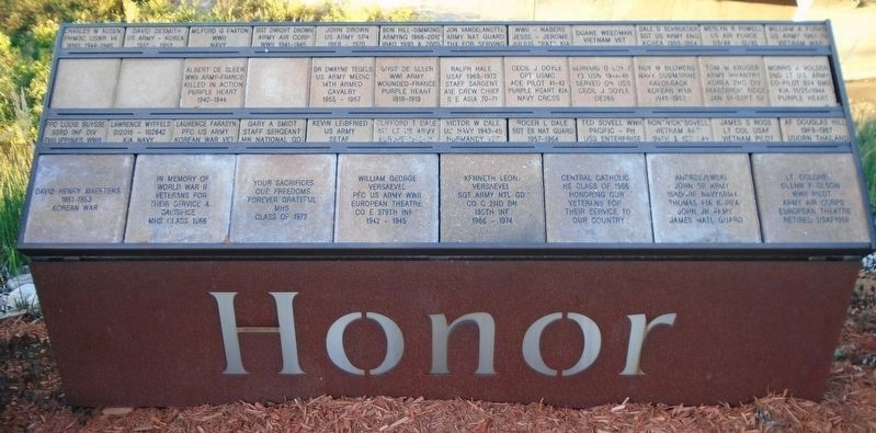 Veterans Memorial Honor Panel. Click for full size. Veterans Memorial Honor Panel image. Click for full size.