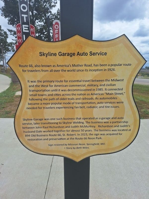 Skyline Garage Auto Service Marker. Click for full size. Skyline Garage Auto Service Marker image. Click for full size.