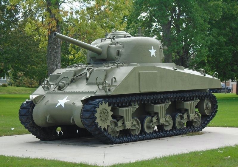 Pipestone County Soldiers Memorial Sherman Tank. Click for full size. Pipestone County Soldiers Memorial Sherman Tank image. Click for full size.