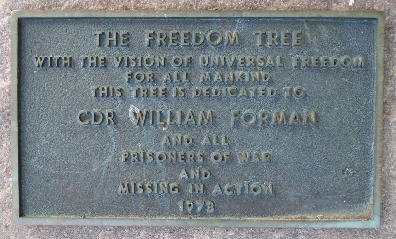 CDR William Forman Freedom Tree Marker. Click for full size. CDR William Forman Freedom Tree Marker image. Click for full size.