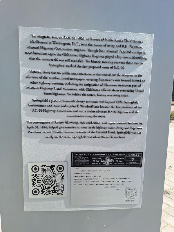 Rotary, Springfield, and the Birth of Route 66 Marker. Click for full size. Rotary, Springfield, and the Birth of Route 66 Marker image. Click for full size.