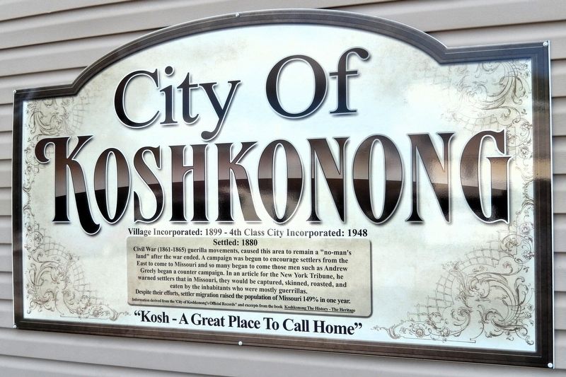 City of Koshkonong Marker. Click for full size. City of Koshkonong Marker image. Click for full size.