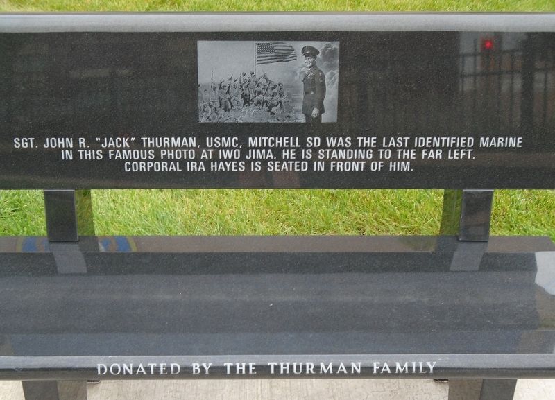 Sgt. John R. "Jack" Thurman, USMC Memorial Bench. Click for full size. Sgt. John R. "Jack" Thurman, USMC Memorial Bench image. Click for full size.