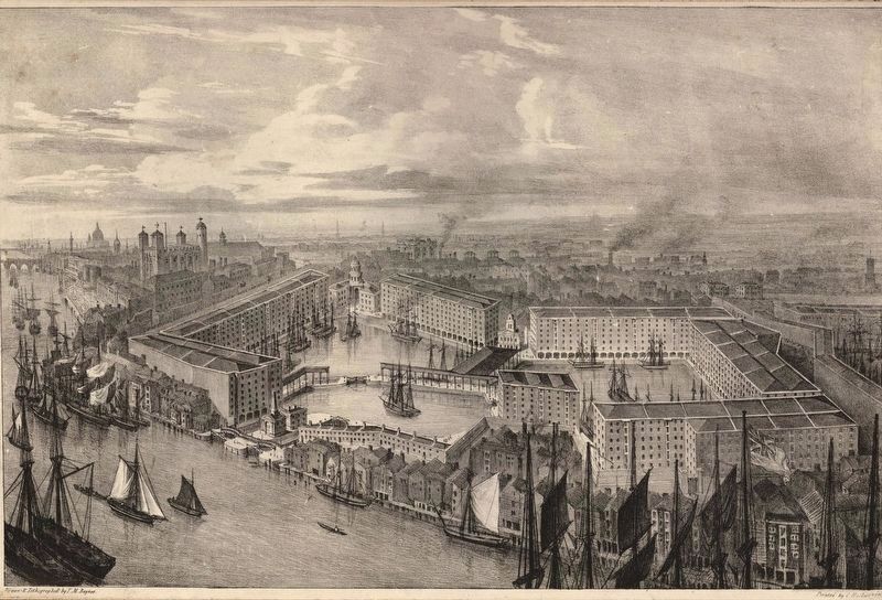 St Katharine Docks, 1829. Click for full size. St Katharine Docks, 1829 image. Click for full size.