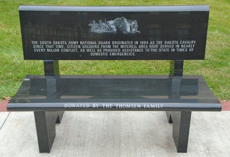 South Dakota Army National Guard Memorial Bench. Click for full size. South Dakota Army National Guard Memorial Bench image. Click for full size.