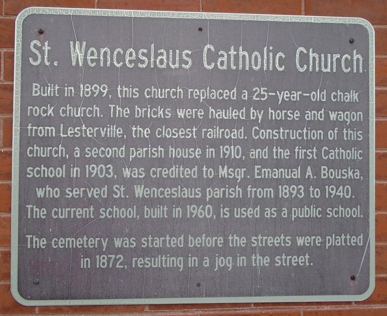 St. Wenceslaus Catholic Church Marker. Click for full size. St. Wenceslaus Catholic Church Marker image. Click for full size.