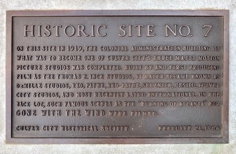 Culver Studios Marker. Click for full size. Culver Studios Marker image. Click for full size.